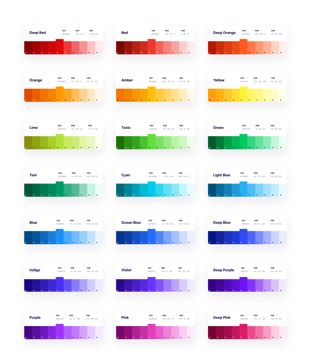 Large set of colors